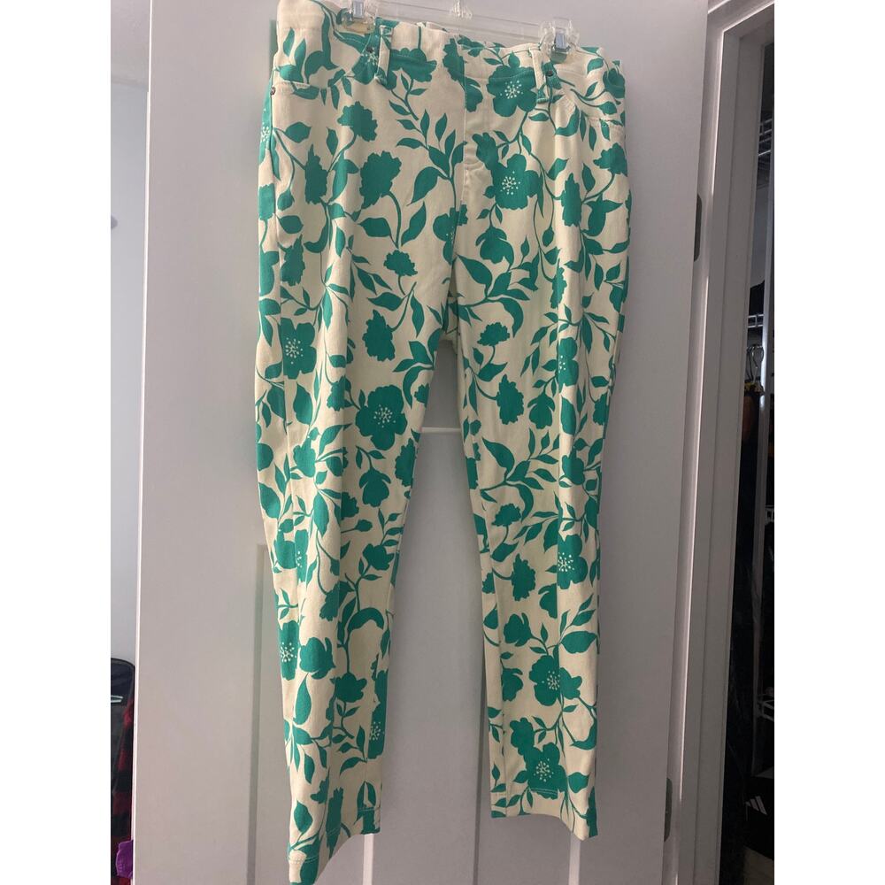 Cream & Green Patterned Pants